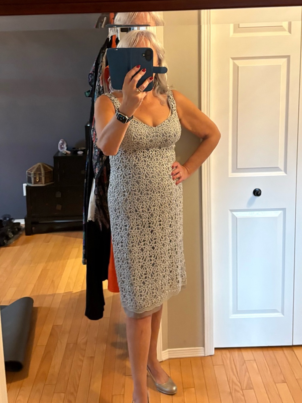 Anne Klein Elegant Silvery Dress